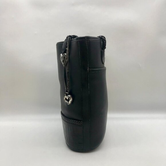 Brighton Black Leather Bucket Bag - Picture 4 of 11